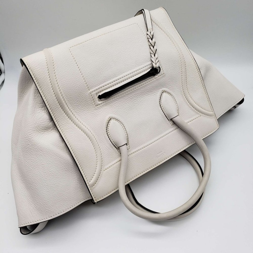100% Authentic CELINE  White Leather Hand Bag - Picture 7 of 16